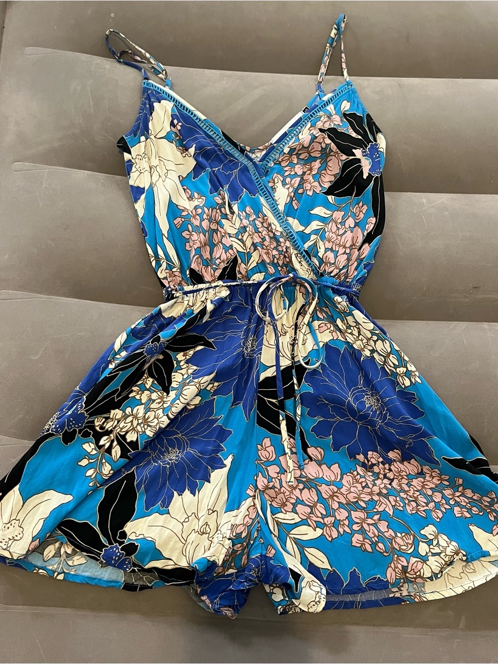 Summer blue floral romper. Like new!